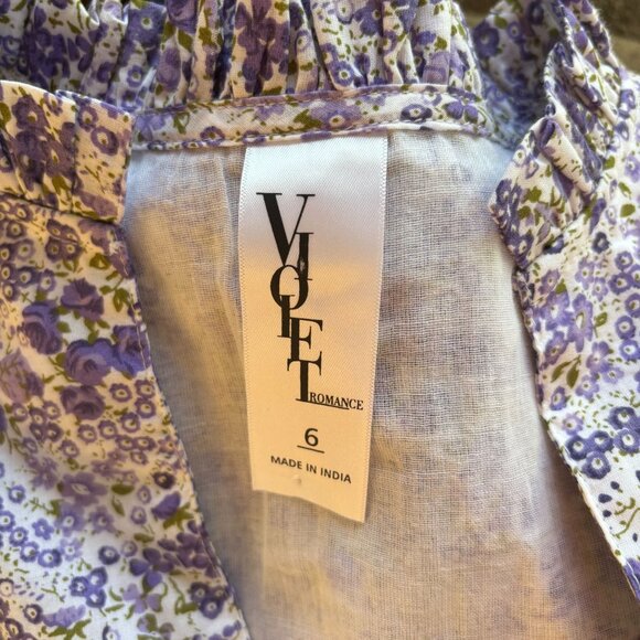 VIOLET ROMANCE Cottagecore Ruffled Romantic Floral BLOUSE TOP US 2 UK 6 NWOT - Picture 5 of 6